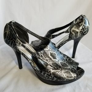 Snake skin high heels Dollhouse size 10 gently guc